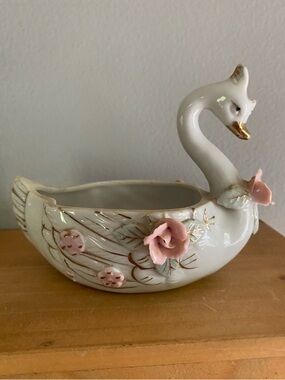 Vintage Swan Porcelain Trinket Dish